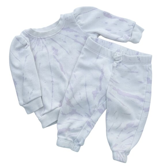 Grayson Mini Baby Girl Matching Set Purple tie-dye Sweatshirt & Joggers 12 Month - Picture 1 of 2